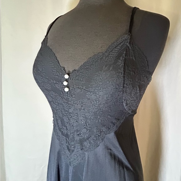 VINTAGE SLIP DRESS , Black with Lace Details , Small - Picture 2 of 6